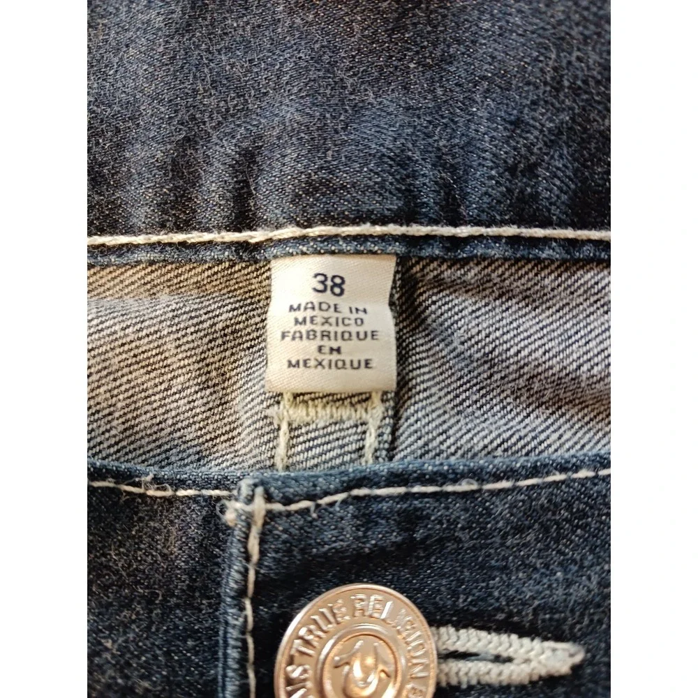 True Religion Skinny w/Flap Jeans Men's Size 38x32 Blue Dark Wash Denim